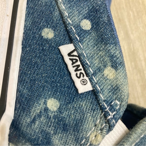 VANS OFF THE WALL Sz 8 Asher Denim Moonlight White Polka Dots Slip On Shoes - Picture 6 of 10